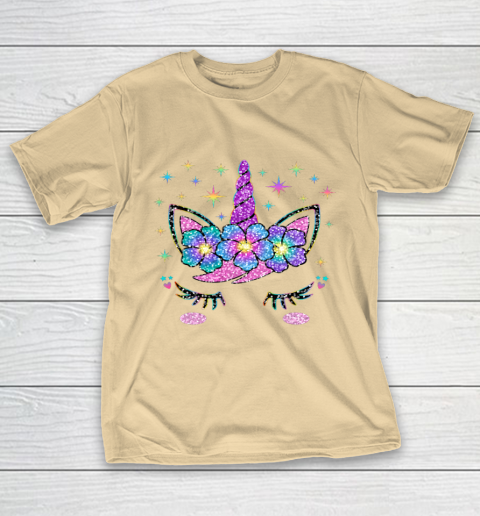 Unicorn Costume Rainbow Face Girls T-Shirt 5