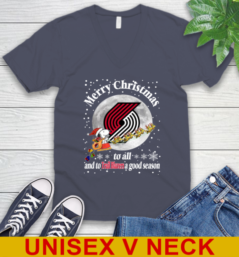 Portland Trail Blazers Merry Christmas To All And To Trail Blazers A Good Season NBA Basketball Sports V-Neck T-Shirt 7