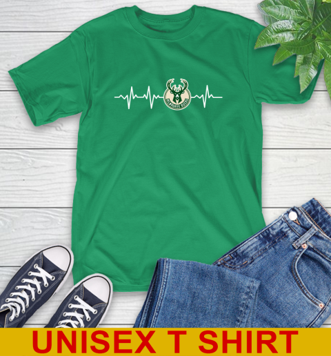 Milwaukee Bucks NBA Basketball Heart Beat Shirt T-Shirt - Image 8