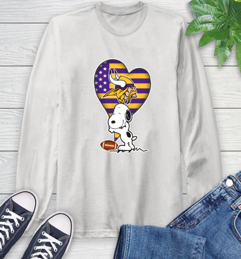 Minnesota Vikings NFL Football The Peanuts Movie Adorable Snoopy Long Sleeve T-Shirt