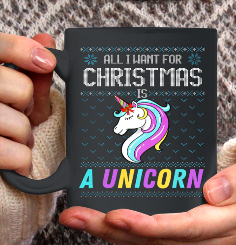 All I Want For Christmas Is A Unicorn Ugly Sweater Xmas Fun Ceramic Mug 11oz