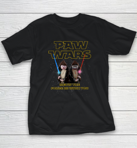 Paw Wars Funny Cat Lover Youth T-Shirt