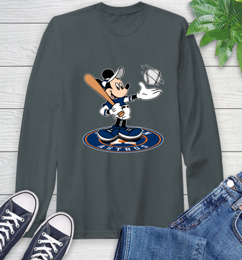 MLB Baseball Houston Astros Cheerful Mickey Disney Shirt Long Sleeve T-Shirt 7