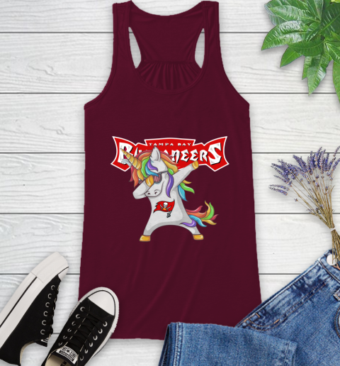 Tampa Bay Buccaneers NFL Football Funny Unicorn Dabbing Sports Racerback Tank 3