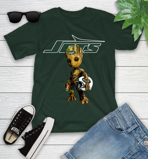 New York Jets NFL Football Groot Marvel Guardians Of The Galaxy Youth T-Shirt 5
