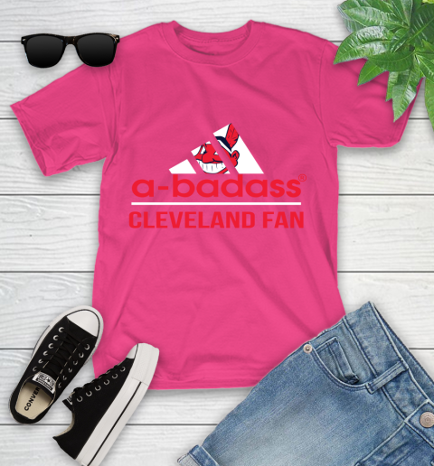 MLB A Badass Cleveland Indians Fan Adidas Baseball Sports Youth T-Shirt 11