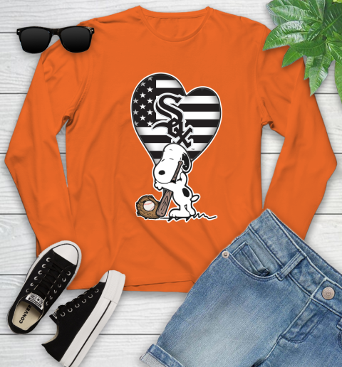 Chicago White Sox MLB Baseball The Peanuts Movie Adorable Snoopy Youth Long Sleeve 4