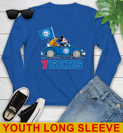 NBA Basketball Philadelphia 76ers Pluto Mickey Driving Disney Shirt Youth Long Sleeve 10
