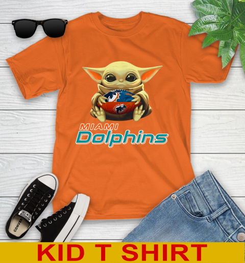NFL Football Miami Dolphins Baby Yoda Star Wars Shirt Youth T-Shirt 7