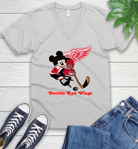 NHL Detroit Red Wings Mickey Mouse Disney Hockey T Shirt V-Neck T-Shirt