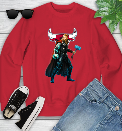 NBA Thor Avengers Endgame Basketball Chicago Bulls Youth Sweatshirt 9
