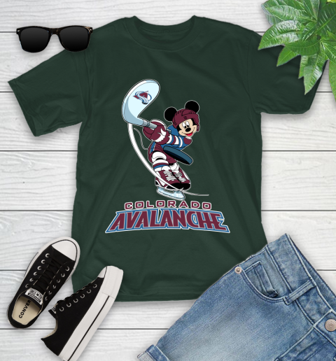 NHL Hockey Colorado Avalanche Cheerful Mickey Mouse Shirt Youth T-Shirt 5