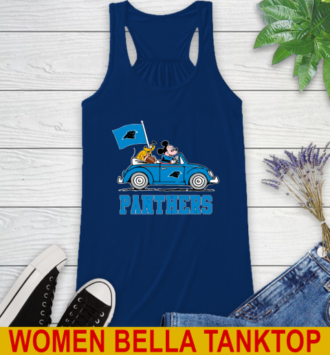 NFL Football Carolina Panthers Pluto Mickey Driving Disney Shirt Racerback Tank 9