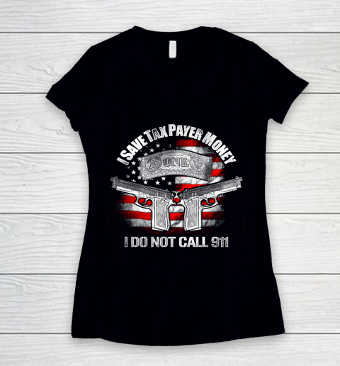 Veteran Shirt Gun Control I Save Tax Women's V-Neck T-Shirt