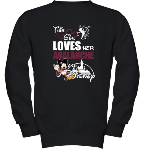 This Girl Love Her Colorado Avalanche And Mickey Disney Youth Sweatshirt