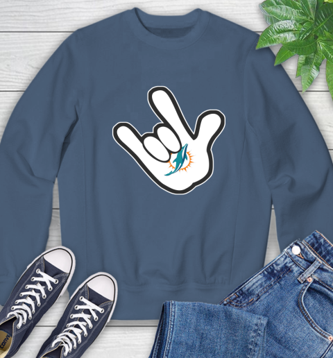 Miami Dolphins NFL Football Mickey Rock Hand Disney Sweatshirt 7