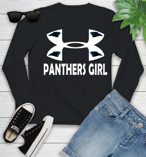 NFL Carolina Panthers Girl Under Armour Football Sports Youth Long Sleeve