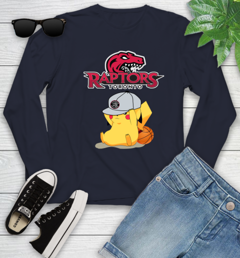 NBA Pikachu Basketball Sports Toronto Raptors Youth Long Sleeve 3