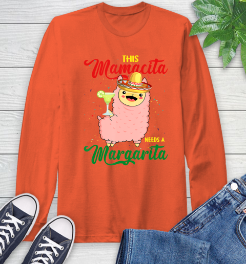 Nurse Shirt This Mamacita needs a Margarita Llama T Shirt Long Sleeve T-Shirt 4
