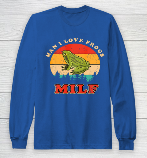 MILF Man I Love Frogs Funny Retro Frog Long Sleeve T-Shirt 6