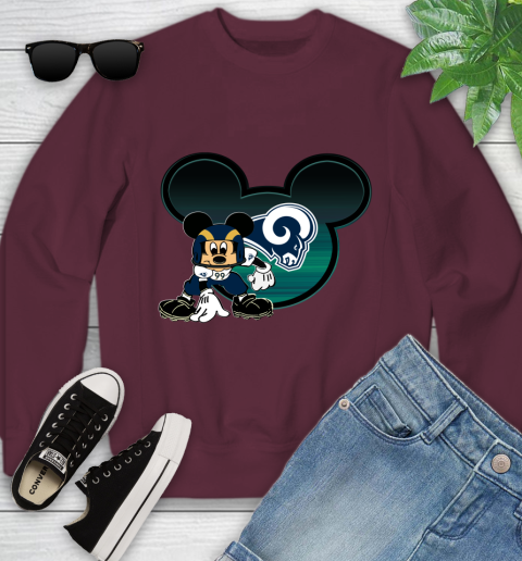 NFL Los Angeles Rams Mickey Mouse Disney Football T Shirt Youth Sweatshirt 5