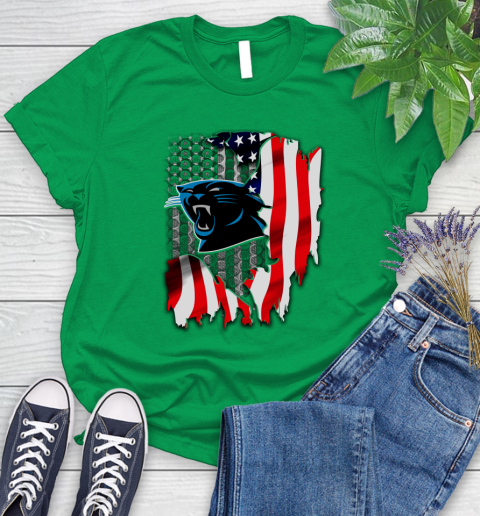 Carolina Panthers NFL Football American Flag Women's T-Shirt 9