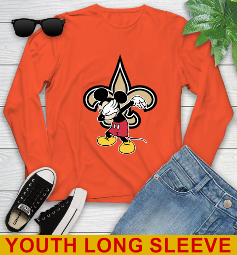 New Orleans Saints NFL Football Dabbing Mickey Disney Sports Youth Long Sleeve 4