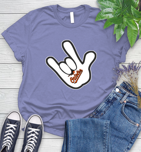 Baltimore Orioles MLB Baseball Mickey Rock Hand Disney Women's T-Shirt 11