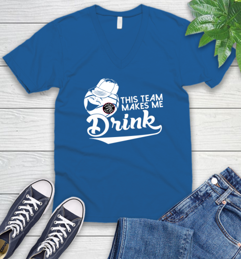 Toronto Raptors NBA Basketball This Team Makes Me Drink Adoring Fan V-Neck T-Shirt 5
