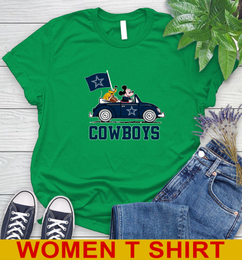 NFL Football Dallas Cowboys Pluto Mickey Driving Disney Shirt Women's T-Shirt 6