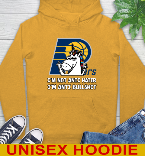 Indiana Pacers NBA Basketball Unicorn I'm Not Anti Hater I'm Anti Bullshit Hoodie 3