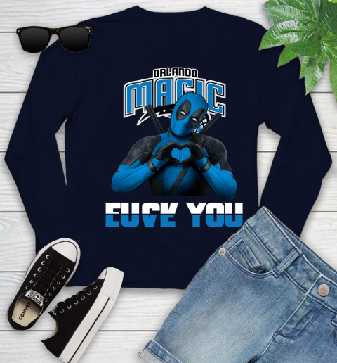 NBA Orlando Magic Deadpool Love You Fuck You Basketball Sports Youth Long Sleeve 2