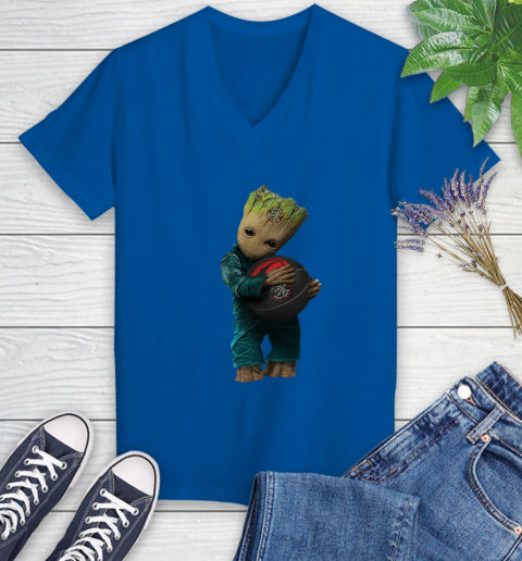 NBA Groot Guardians Of The Galaxy Basketball Sports Toronto Raptors Women's V-Neck T-Shirt 10