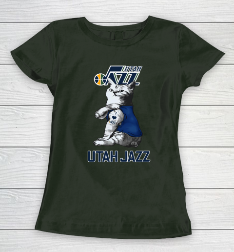 NBA Basketball My Cat Loves Utah Jazz Women's T-Shirt 4