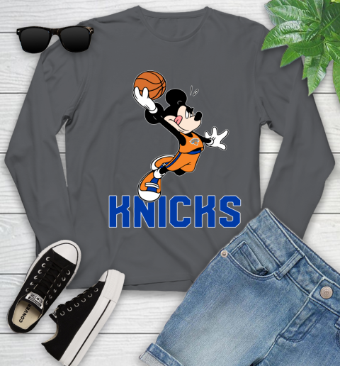 NBA Basketball New York Knicks Cheerful Mickey Mouse Shirt Youth Long Sleeve 8