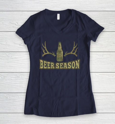 Beer Season Funny Camo Deer Hunting Pun Men Who Love Beers Women's V-Neck T-Shirt 5