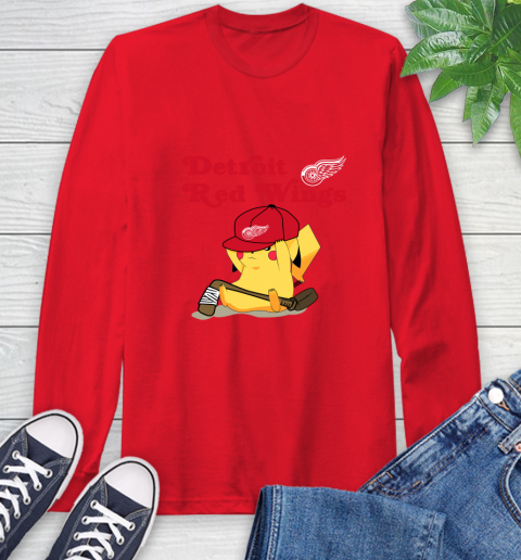 NHL Pikachu Hockey Sports Detroit Red Wings Long Sleeve T-Shirt 10