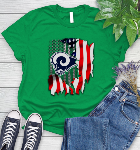 Los Angeles Rams NFL Football American Flag Women's T-Shirt 9