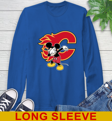 Calgary Flames NHL Hockey Dabbing Mickey Disney Sports Long Sleeve T-Shirt 9