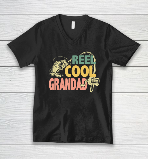Reel Cool Grandad Fishing Shirts  Funny Fathers Day Fisher V-Neck T-Shirt