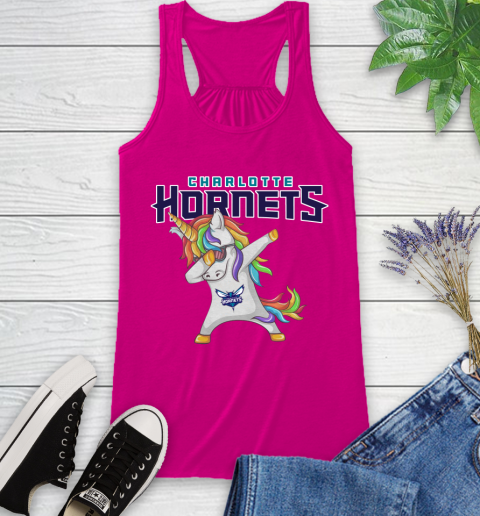 Charlotte Hornets NBA Basketball Funny Unicorn Dabbing Sports Racerback Tank 8
