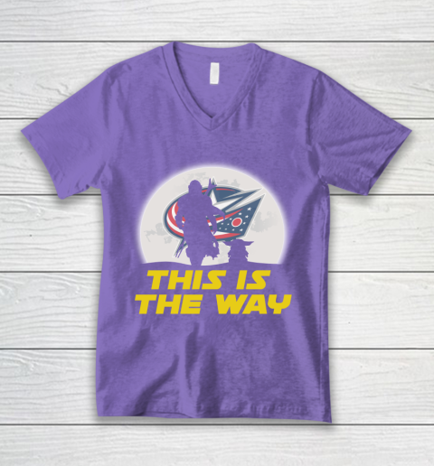 Columbus Blue Jackets NHL Ice Hockey Star Wars Yoda And Mandalorian This Is The Way V-Neck T-Shirt 8