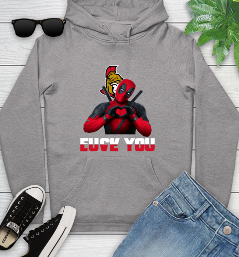 NHL Ottawa Senators Deadpool Love You Fuck You Hockey Sports Youth Hoodie 6