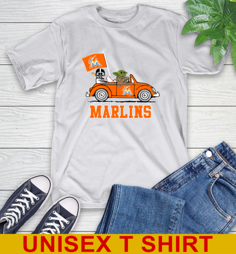 MLB Baseball Miami Marlins Darth Vader Baby Yoda Driving Star Wars Shirt T-Shirt 12