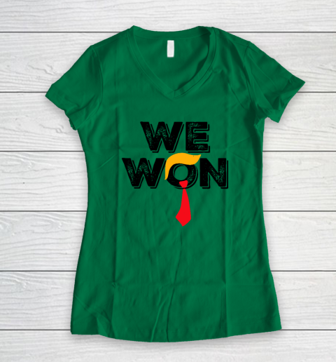 Donald Trump 47th President JD Vance We Won Get Over It 2024 Women's V-Neck T-Shirt 3