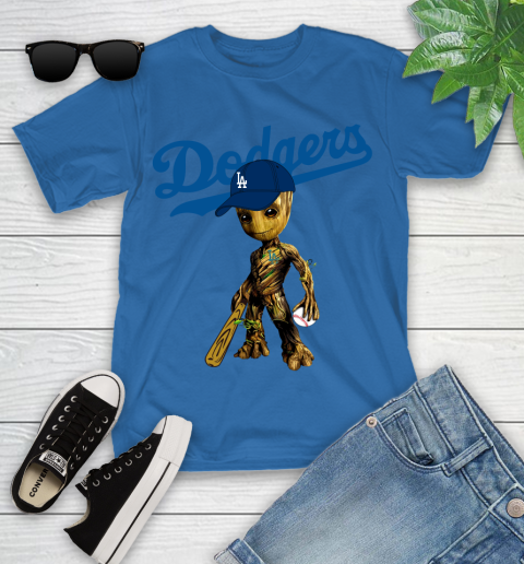 MLB Los Angeles Dodgers Groot Guardians Of The Galaxy Baseball Youth T-Shirt 9