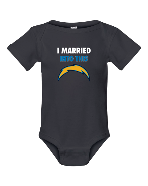 I Married Into This Los Angeles Chargers Infant Baby Rib Bodysuit