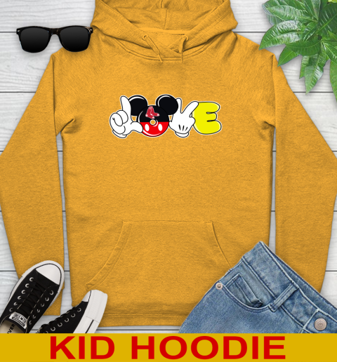 Boston Red Sox MLB Baseball Love Mickey Disney Sports Youth Hoodie 3