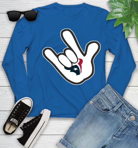 Houston Texans NFL Football Mickey Rock Hand Disney Youth Long Sleeve 9