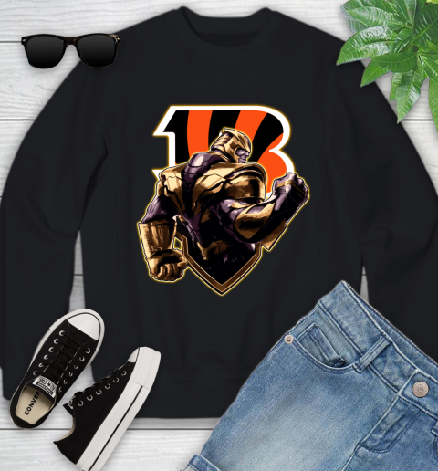 NFL Thanos Avengers Endgame Football Sports Cincinnati Bengals Youth Sweatshirt 2